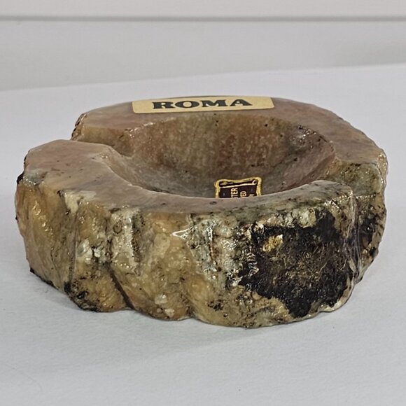 Vintage Genuine Alabaster Hand Carved Ashtray Italy Mid Century - Picture 3 of 8